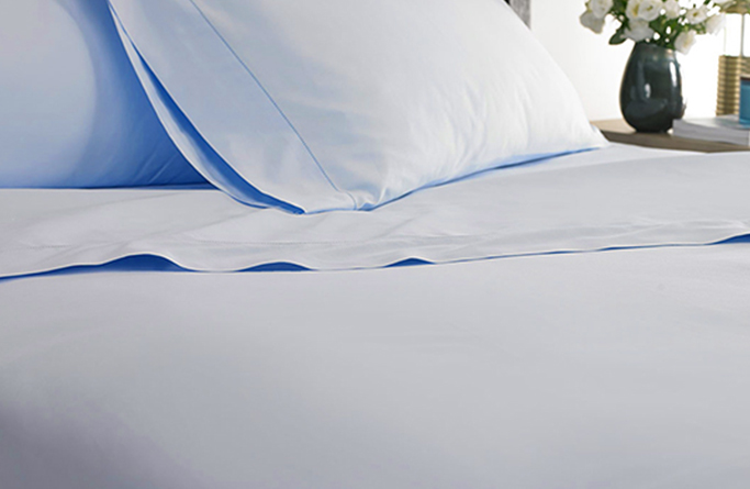 Blue Hemstitch Flat Sheet